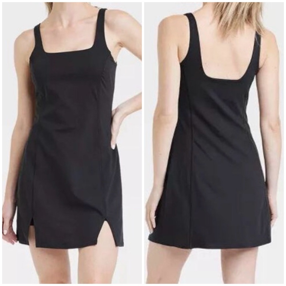 All In Motion Black Knit Slit Active Dress NWT M